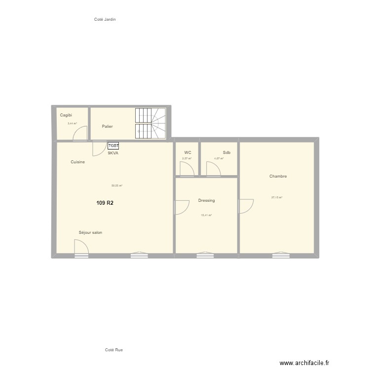 Maison Jaune 109 R2. Plan de 6 pièces et 103 m2