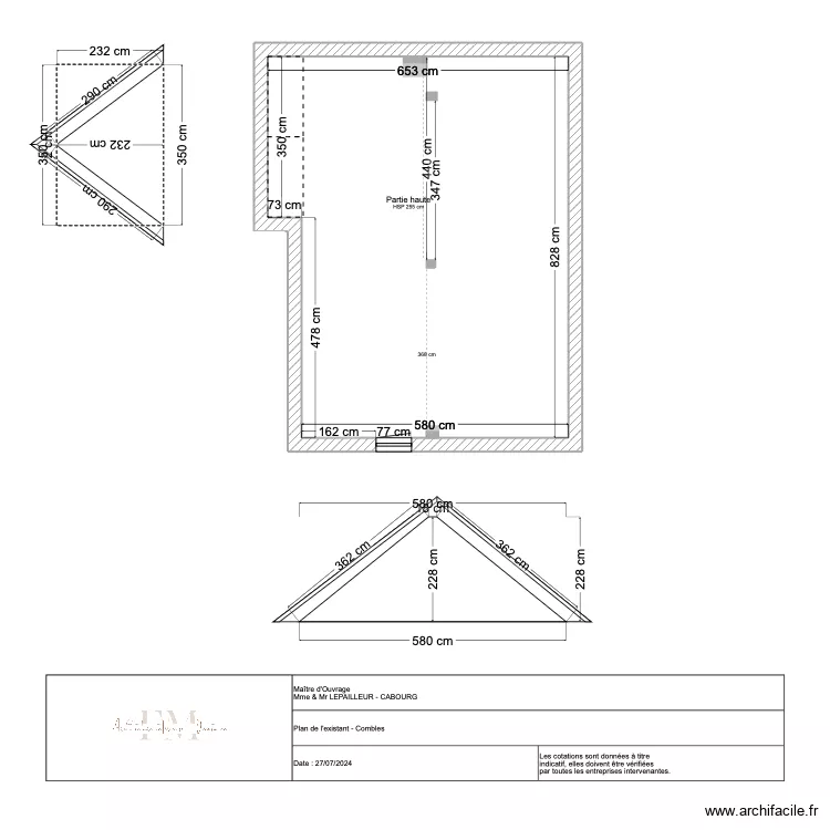 Plan existant combles LEPAILLEUR . Plan de 