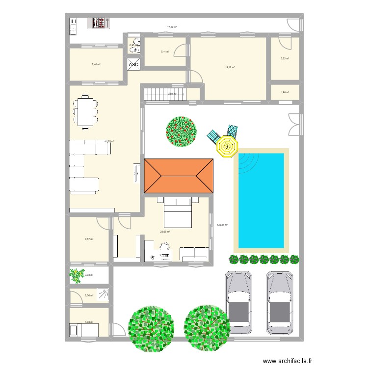 Warang Bord de mer. Plan de 26 pièces et 862 m2