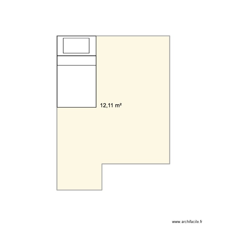 room. Plan de 1 pièce et 12 m2