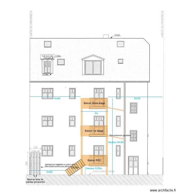 Plan de facade futur. Plan de 0 pièce et 0 m2