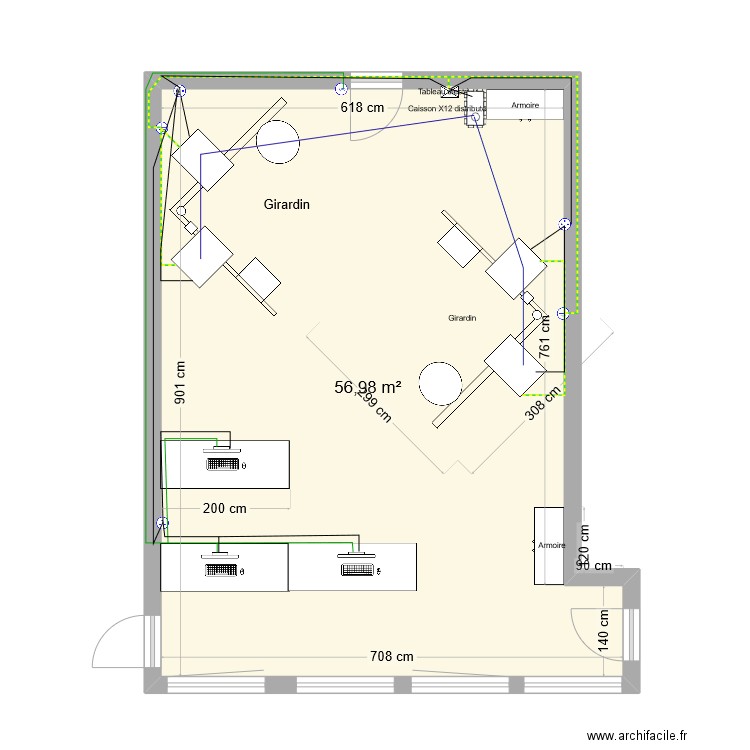 125. Plan de 1 pièce et 57 m2