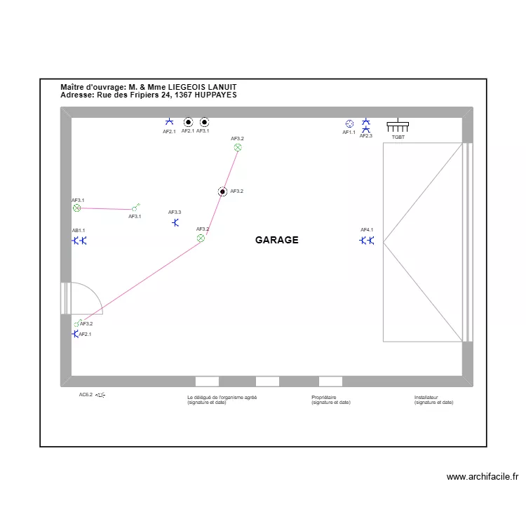 Garage - Sch&eacute;ma implantation. Plan de 