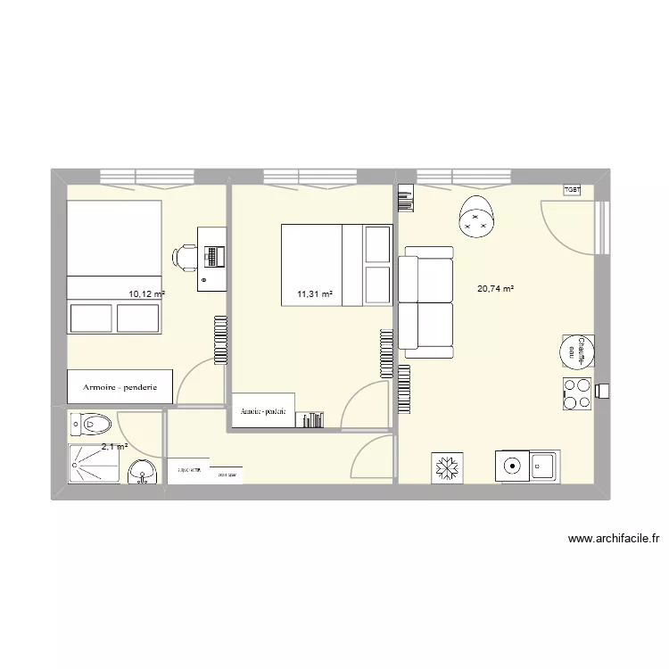 vincennes gabriel Peri. Plan de 4  et 44 m²