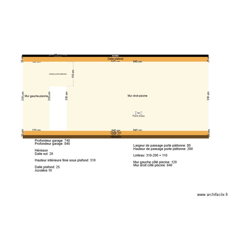Plan côté piscine Projet Garage MG 21-03-2024. Plan de 0 pièce et 0 m2
