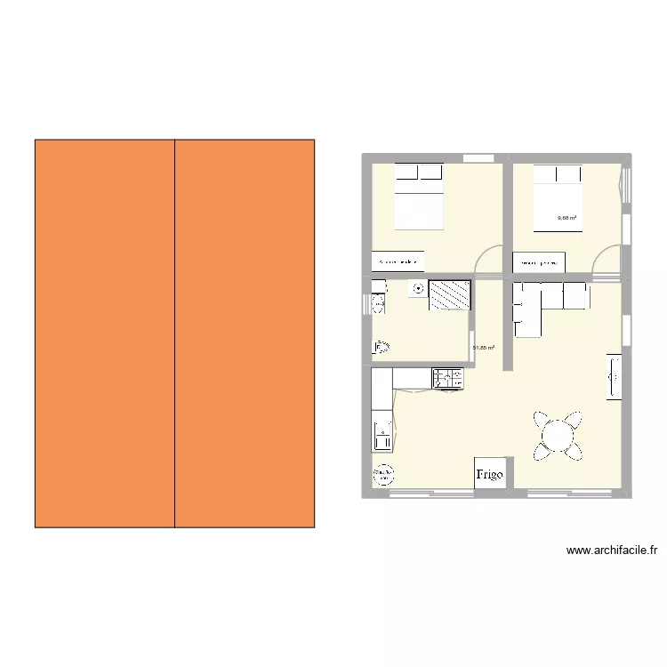 renov. Plan de 2  et 62 m²