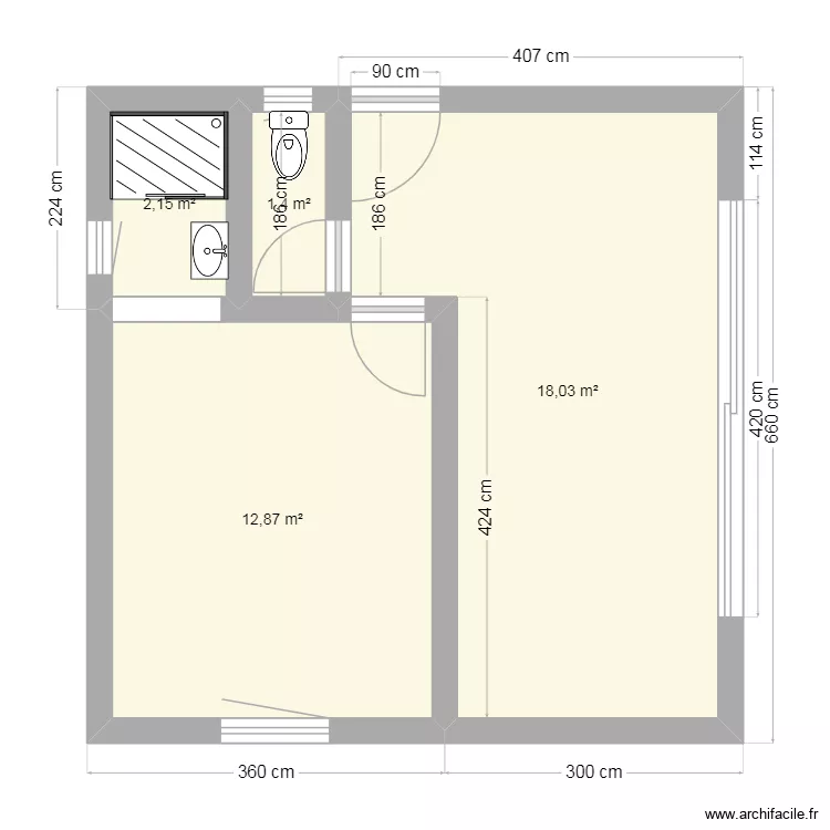MODULE 35 habitable 43m&sup2; sol. Plan de 