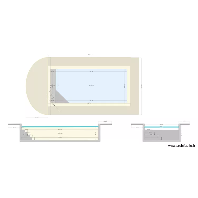 Plan coupe piscine. Plan de 