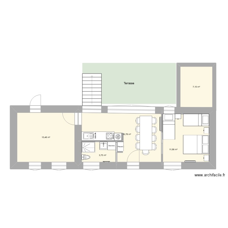 Extension 3. Plan de 5 pièces et 55 m2