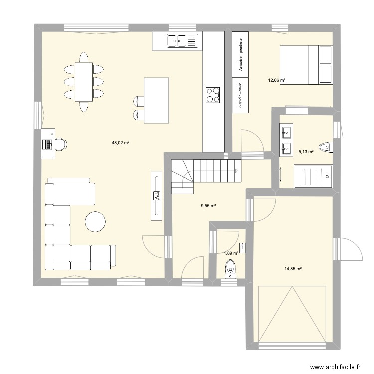 plan 2. Plan de 6 pièces et 91 m2