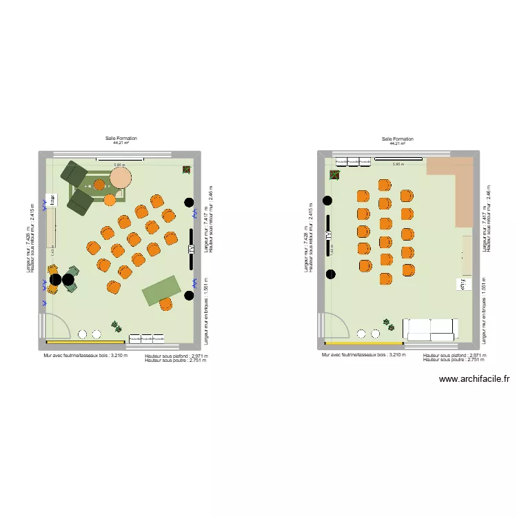 Salle Sonotron. Plan de 2  et 88 m²