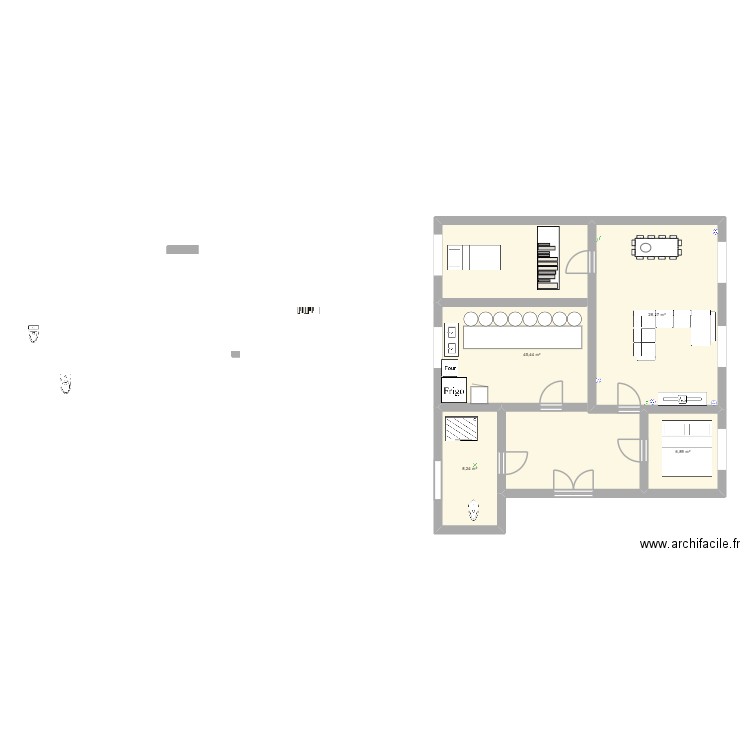 MAISON. Plan de 4 pièces et 89 m2