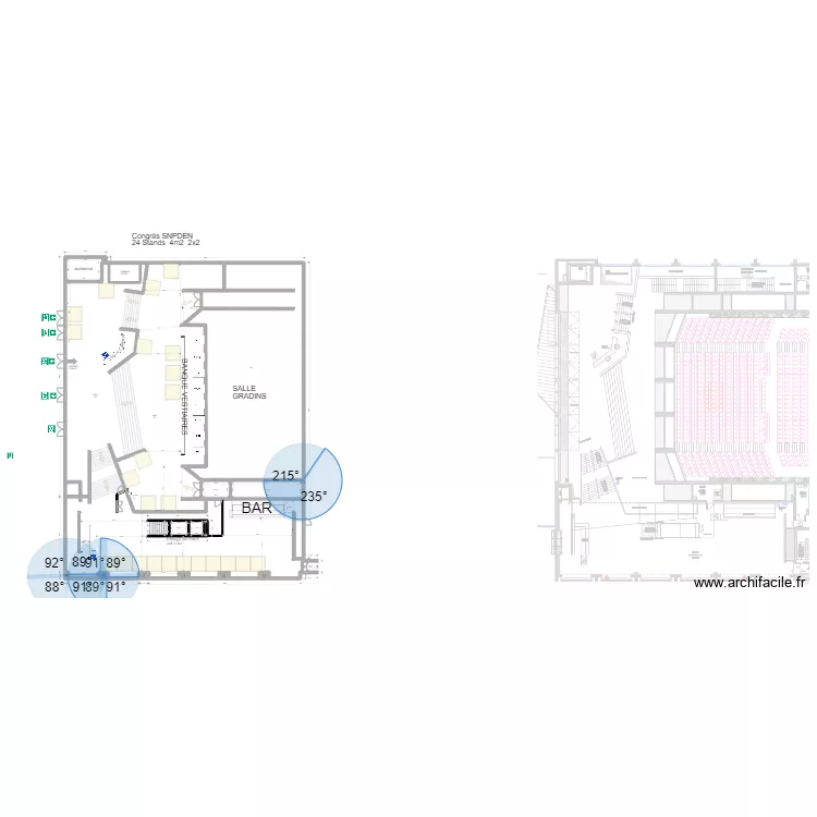 Auditorium hall et espace d&eacute;tente Congr&egrave;s SNPDEN 24St. Plan de 