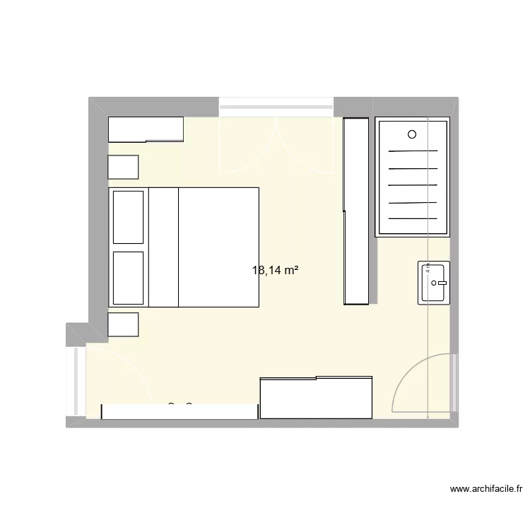 Chambre V1. Plan de 1 et 18 m² Chambre V1. Plan de 1 et 18 m²