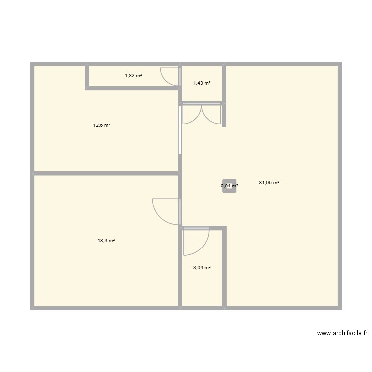 moi. Plan de 7 pièces et 68 m2