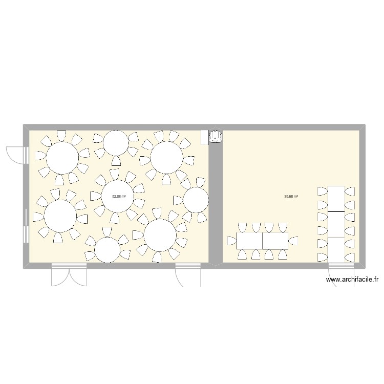 12 table de 6 rectangle v2. Plan de 0 pièce et 0 m2