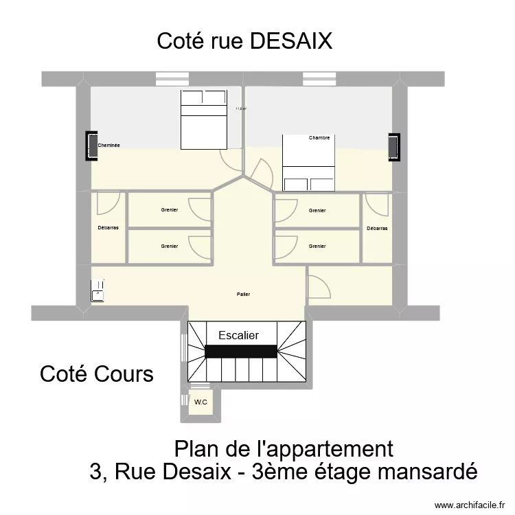 Appartement Desaix Mansardes. Plan de 10  et 92 m²