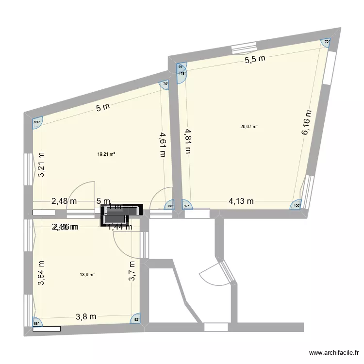 Etage 1. Plan de 3  et 59 m²