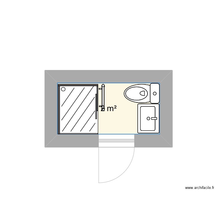 petite sdb. Plan de 1 pièce et 2 m2