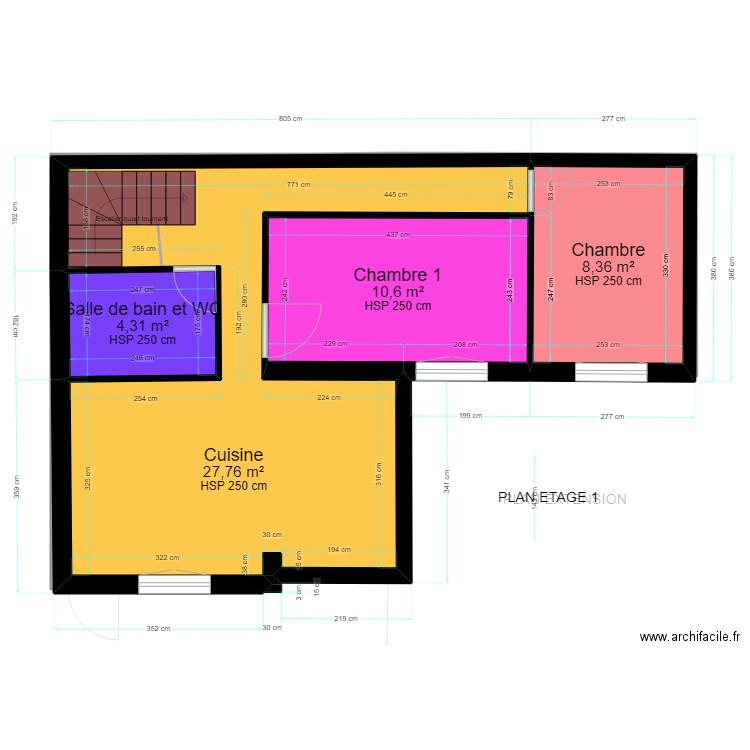 ETAGE PRESENT FUTUR. Plan de 10 pièces et 102 m2