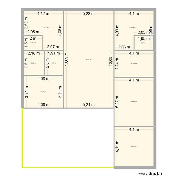 PLAN EVA. Plan de 11 pièces et 159 m2