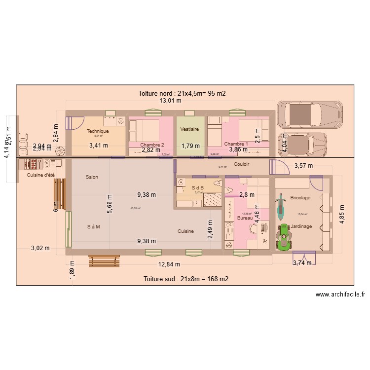 Maison 100m2 06. Plan de 9 pièces et 113 m2