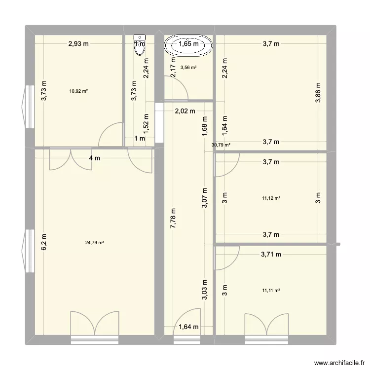 Chez p&eacute;p&eacute; & m&eacute;m&eacute;. Plan de 6 Pièces et 92 m²