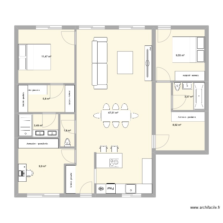 LEOGNAN TRAVERSANT. Plan de 9 pièces et 102 m2