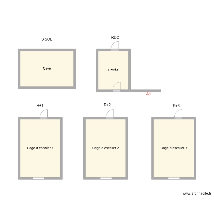 2504 SDC 34 GRAVERAN. Plan de 5 pièces et 28 m2