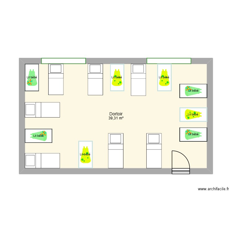 DORTOIR. Plan de 1 pièce et 39 m2
