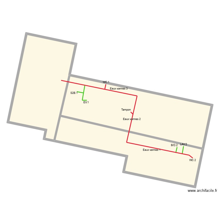 UCHAUX. Plan de 2 pièces et 234 m2
