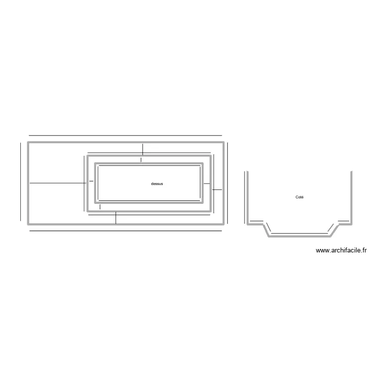 Piscine couloir de nage avec cuillière. Plan de Piscine couloir de nage avec cuillière. Plan de