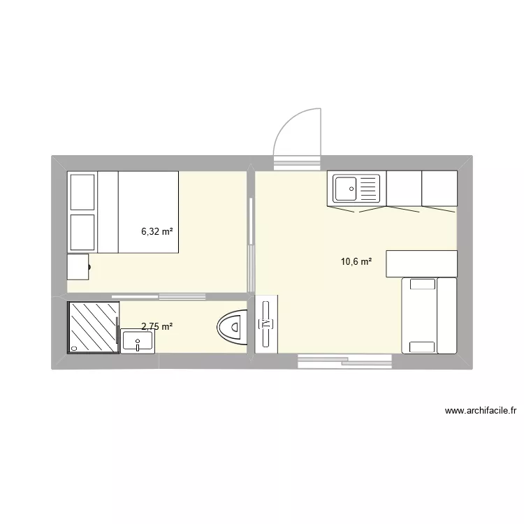 1er &eacute;tage. Plan de 3  et 20 m²