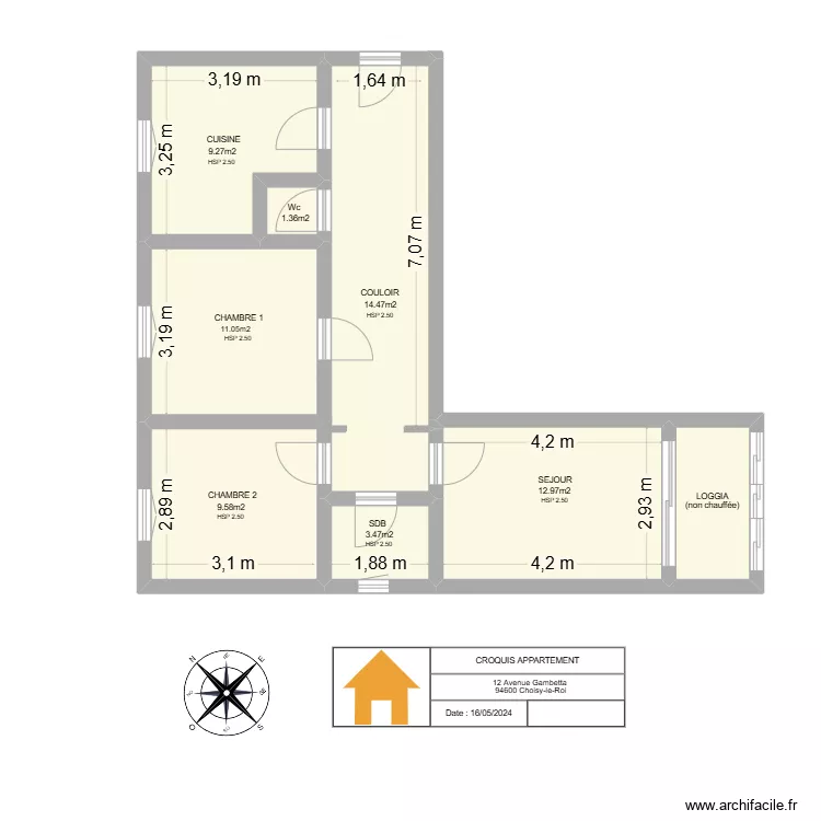 APPARTEMENT CHOISY LE ROI. Plan de 