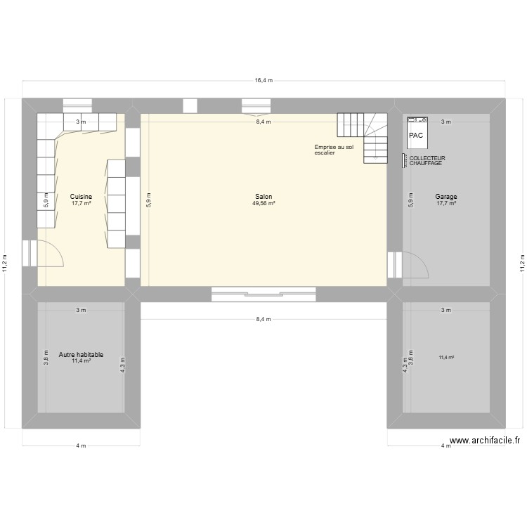 BINET - JANNOT. Plan de 5 pièces et 108 m2