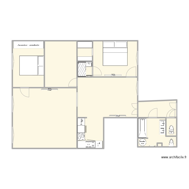Philippe Babylone. Plan de 10 pièces et 90 m2