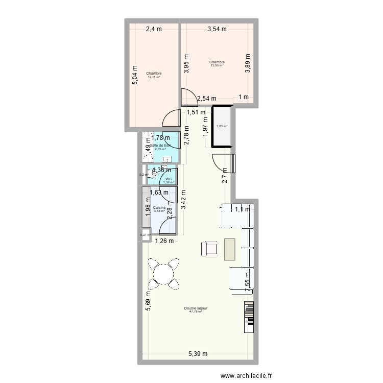 F-Costa. Plan de 9 pièces et 83 m2