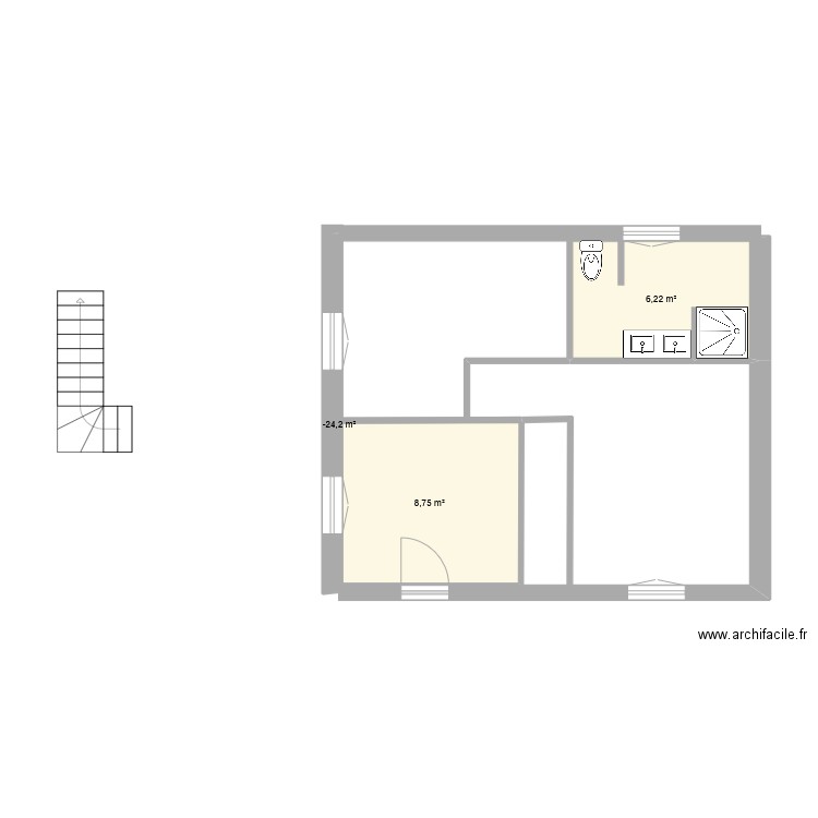 1ET. Plan de 3 pièces et 16 m2