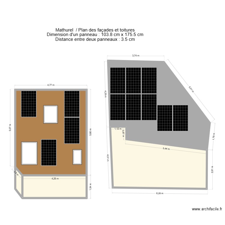 Mathurel facade. Plan de 5 pièces et 77 m2