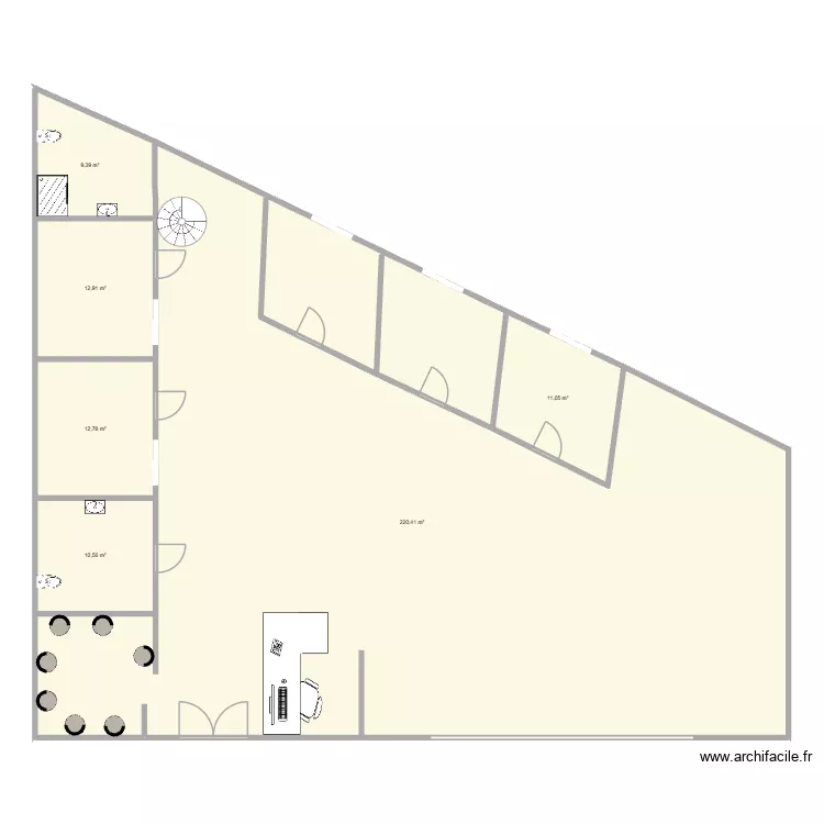 cab. Plan de 6  et 277 m²
