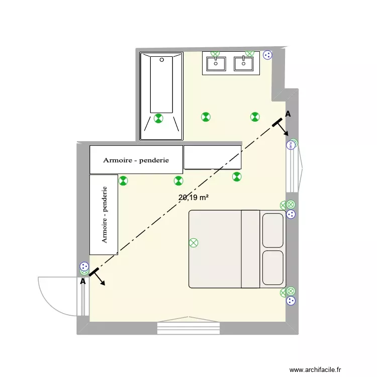 Chambre nous. Plan de 1 Pièce et 20 m² Chambre nous. Plan de 1 Pièce et 20 m²