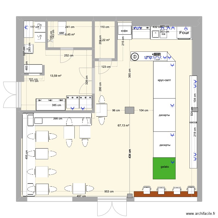 Parkovaya . Plan de 4 pièces et 86 m2
