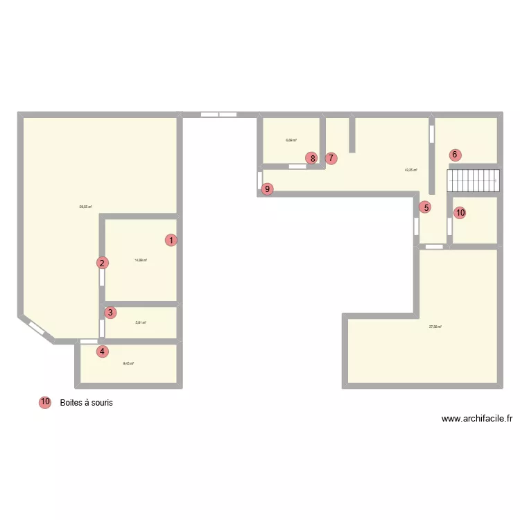 Trempoline ASBL. Plan de 7 pièces et 176 m² Trempoline ASBL. Plan de 7 pièces et 176 m²