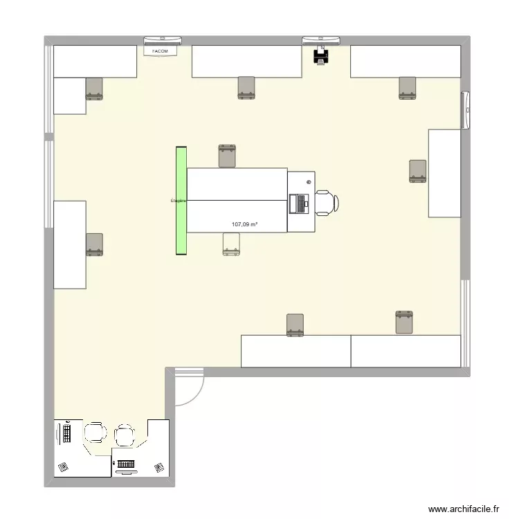 Atelier V3. Plan de 1 Pièce et 107 m²