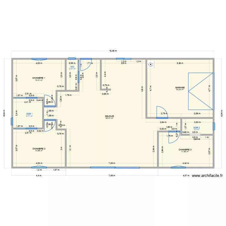 St&eacute; placo. Plan de 