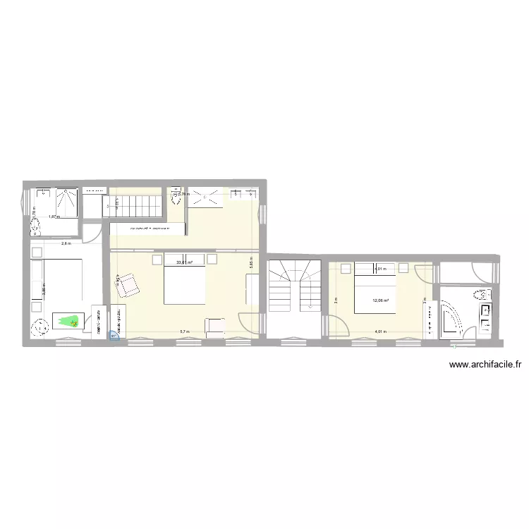 Maison de St Laurent - Falaise 1er étage. Plan de 2 et 46 m² Maison de St Laurent - Falaise 1er étage. Plan de 2 et 46 m²