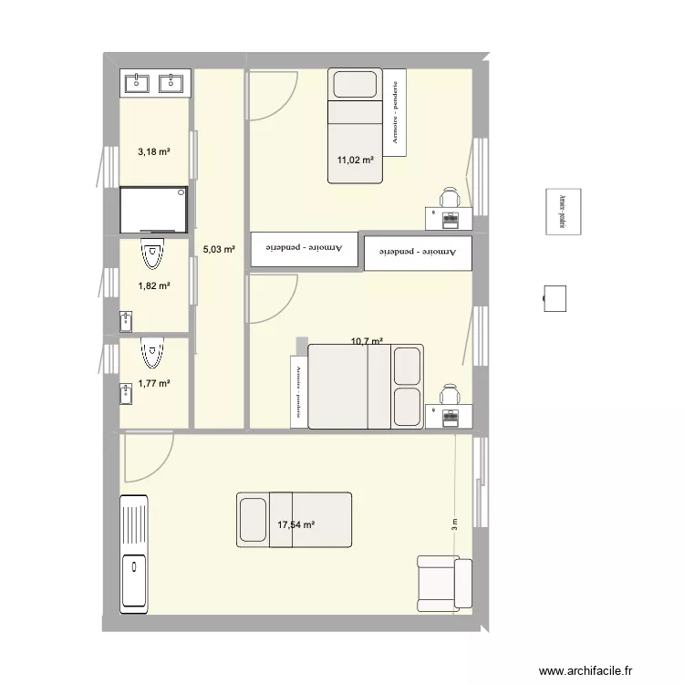 cabanon 50m2 wc modifié. Plan de 7 et 51 m² cabanon 50m2 wc modifié. Plan de 7 et 51 m²