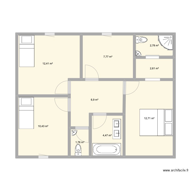 maison 2. Plan de 9 pièces et 62 m2