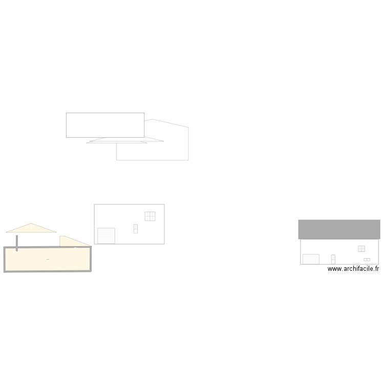 coupe et façade. Plan de 1 pièce et 118 m2