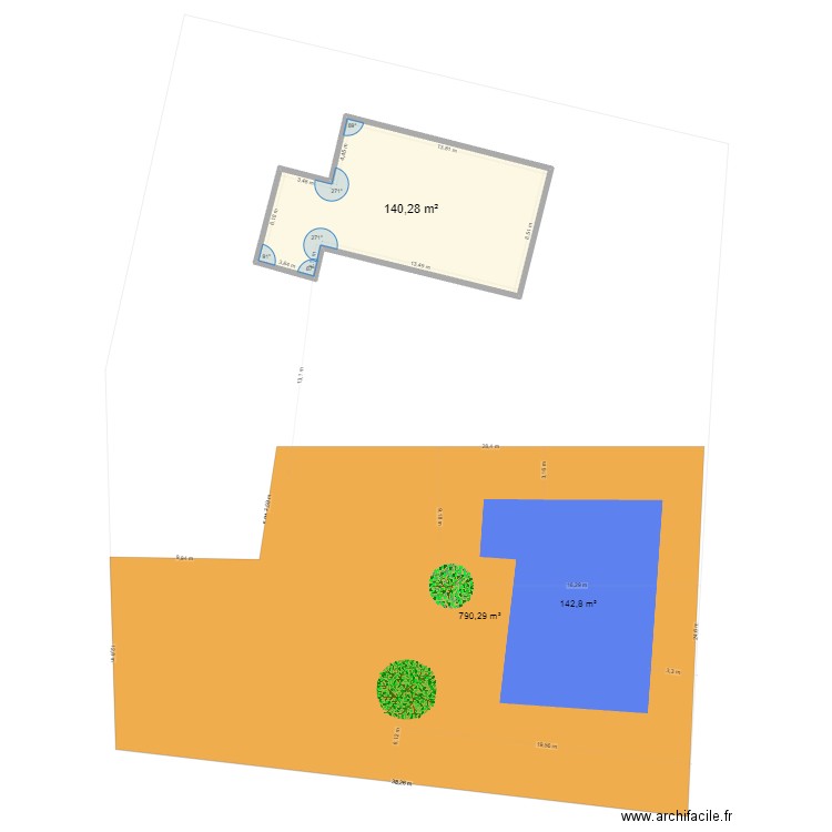 charleval. Plan de 1 pièce et 140 m2